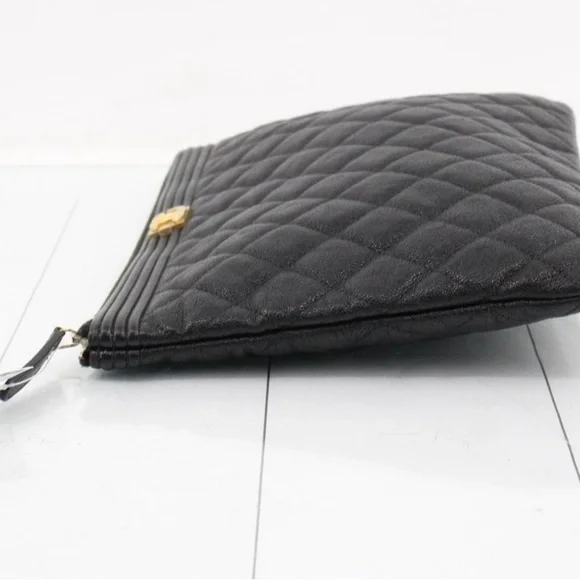 Boy Chanel Black Quilted Caviar Leather Clutch - Picture 4 of 12